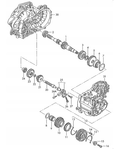 Koło biegu wstecznego 02A311531Q grupa VW 20 zębów