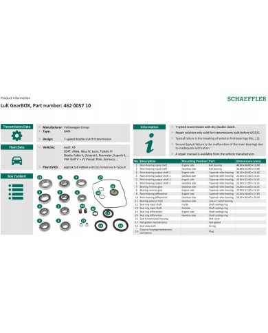 Zestaw Naprawczy skrzynia DSG 7 biegowe grupa VW